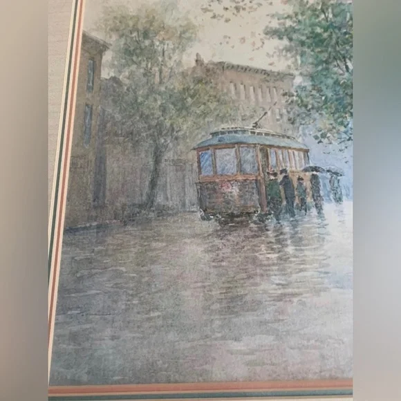 Paul Sawyier Main Street Trolley Framed Print Limited Edition 1991